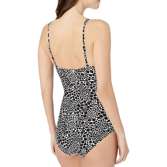 Calvin Klein Snake Pleated One-Piece Swimsuit - Picture 4 of 5